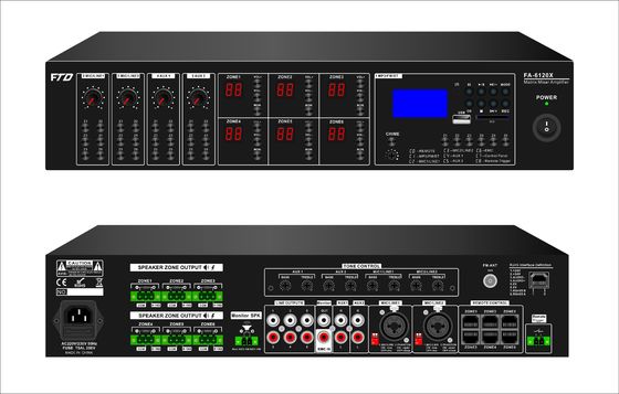 6*120W Audio Matrix Amplifier 6 Saluran Sistem Pa Mengatur Rasio 70dB S/N