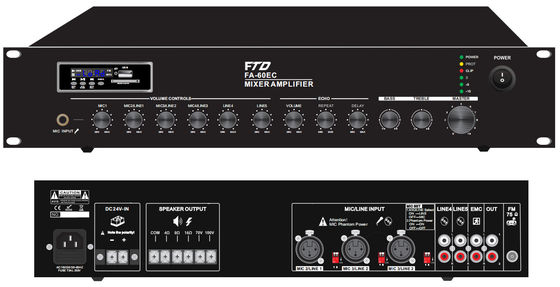 Penguat Sistem Speech PA 24VDC 60W Stereo Amplifier Tahan Lama