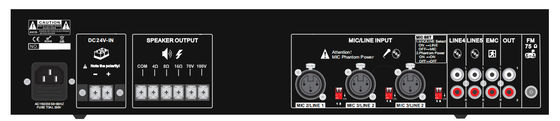 OEM RoHS PA System Amplifiers 120W Amp Koneksi Serbaguna Untuk Hotel BGM