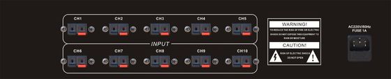 Panel Monitor Penguat Sistem 100V 70V 10 Saluran PA 65dB SPL Output