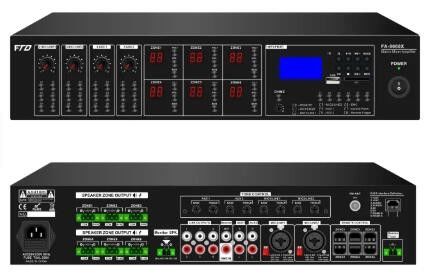 Baru Tiba 19'' Rack Ukuran 6*120W Matrix Mixer Amplifier Dengan USB/SD/FM/BT