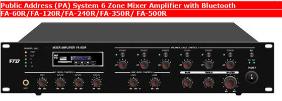 Penguat audio penguat mixer 6 zona dengan bluetooth